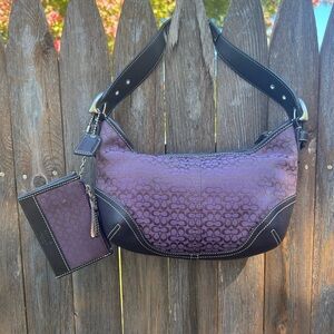 COACH Vintage *Set Of 2* Purple Jacquard Soho Bag 6351 & Matching Card Case EUC